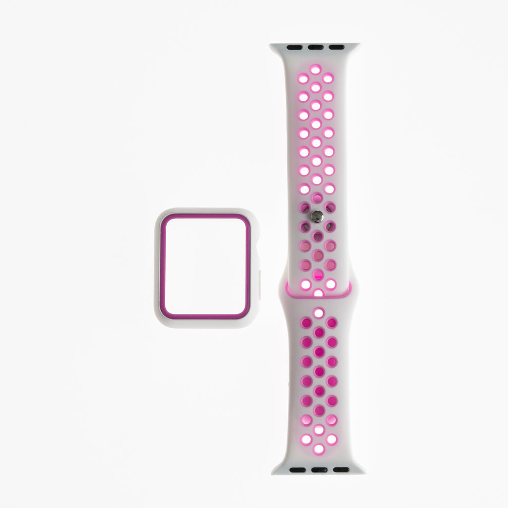 Accesorio Generico Pulsera Nike Con Bumper Apple Watch 38 Mm Color Blanco / Fucsia