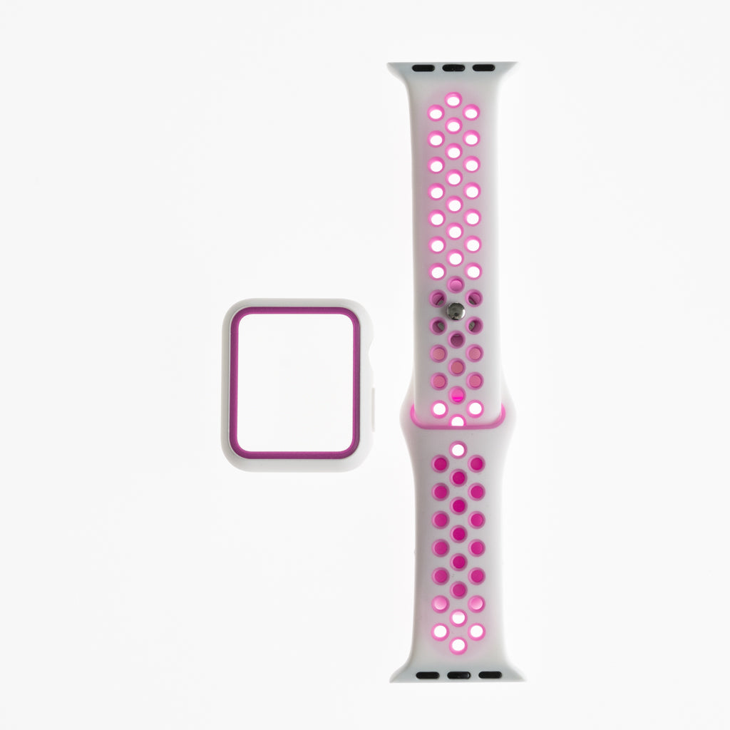 Pulsera Nike con Bumper para Apple Watch 44mm - Blanco/Fucsia - PLBM47