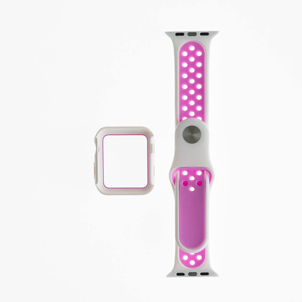 Accesorio generico pulsera nike con bumper apple watch 44 mm color blanco / fucsia