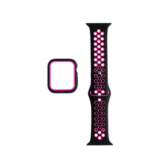 Pulsera Nike con Bumper para Apple Watch 44mm - Negro/Fucsia - PLBM50