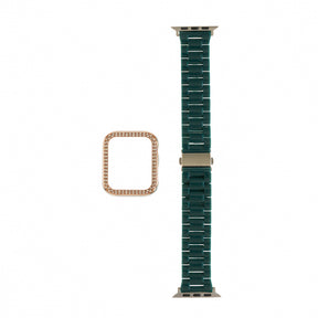 Accesorio Generico Pulsera Con Bumper De Diamantes Apple Watch 41 Mm Color Verde Marfil