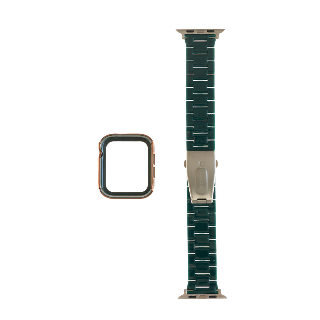 Accesorio Generico Pulsera Con Bumper De Diamantes Apple Watch 41 Mm Color Verde Marfil