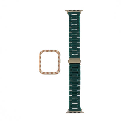 Pulsera Bumper Diamantes Apple Watch 45mm - Verde Marfil - PULDBG27