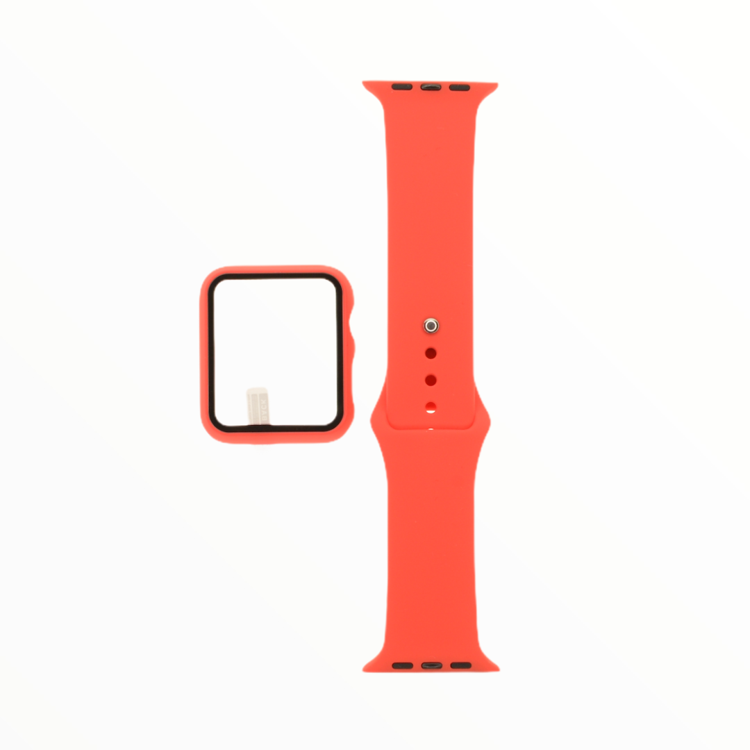 Pulsera con Bumper y Protector Apple Watch 38mm Rojo - PULG011