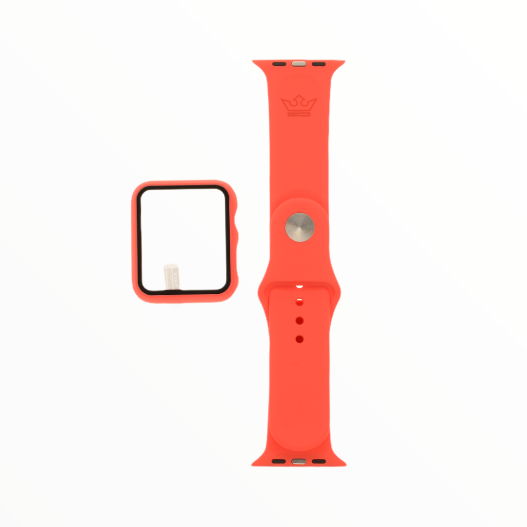 Accesorio El Rey Pulsera Con Bumper Y Protector De Pantalla Apple Watch 38 Mm Color Rojo