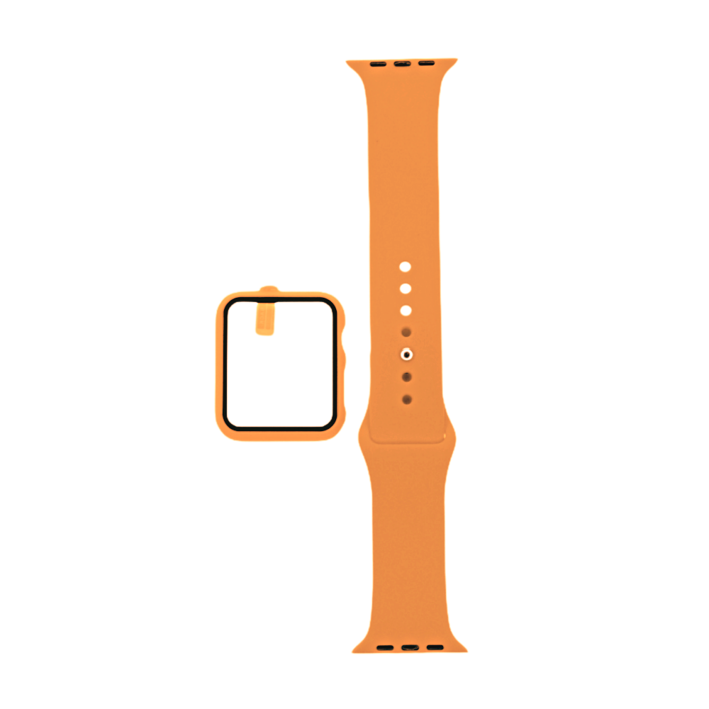 Accesorio El Rey Pulsera Con Bumper Y Protector De Pantalla Apple Watch 38 Mm Color Naranja