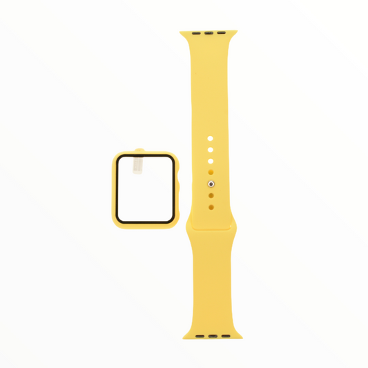 Pulsera con bumper y protector para Apple Watch 38mm - Amarillo - PULG06