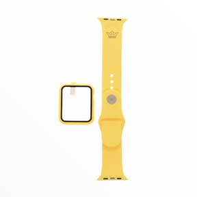 Accesorio El Rey Pulsera Con Bumper Y Protector De Pantalla Apple Watch 38 Mm Color Amarillo