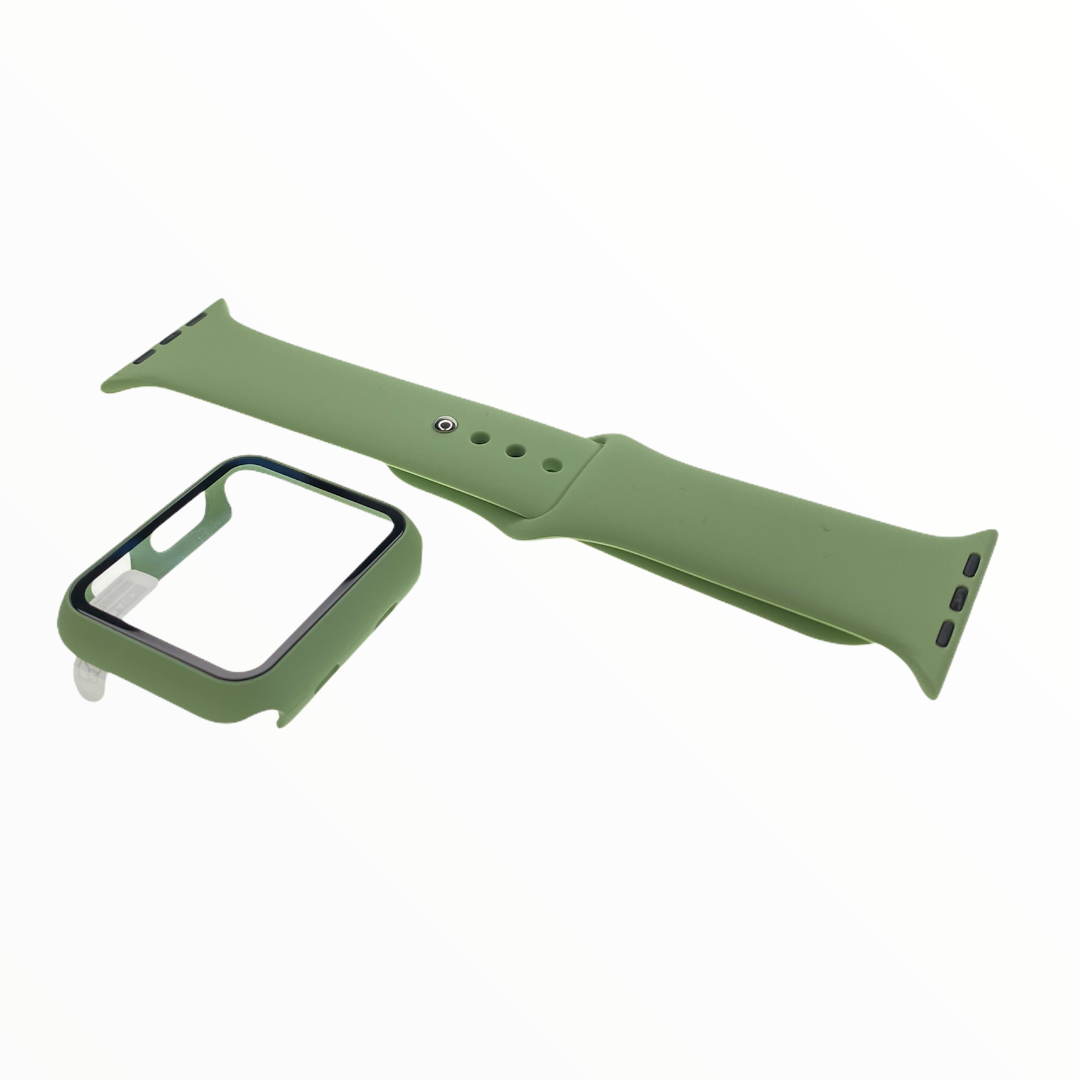 Pulsera con Bumper y Protector para Apple Watch 38 mm - Verde Claro - PULG08