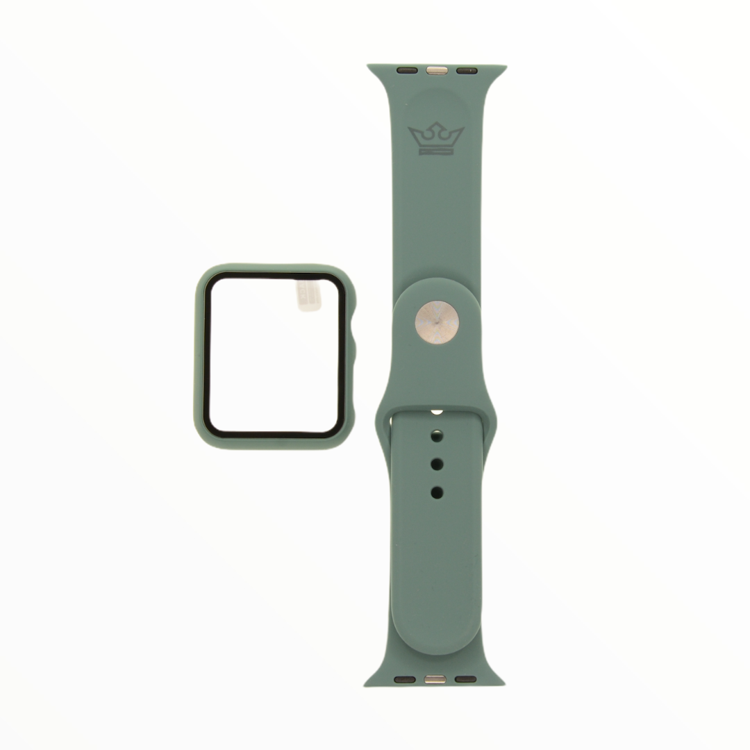 Accesorio El Rey Pulsera Con Bumper Y Protector De Pantalla Apple Watch 42 Mm Color Verde Olivo