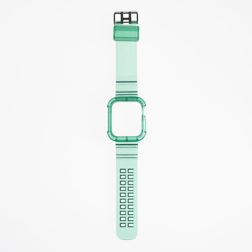 Pulseras Generico + Bumper Rugged Clear 44 Mm Verde