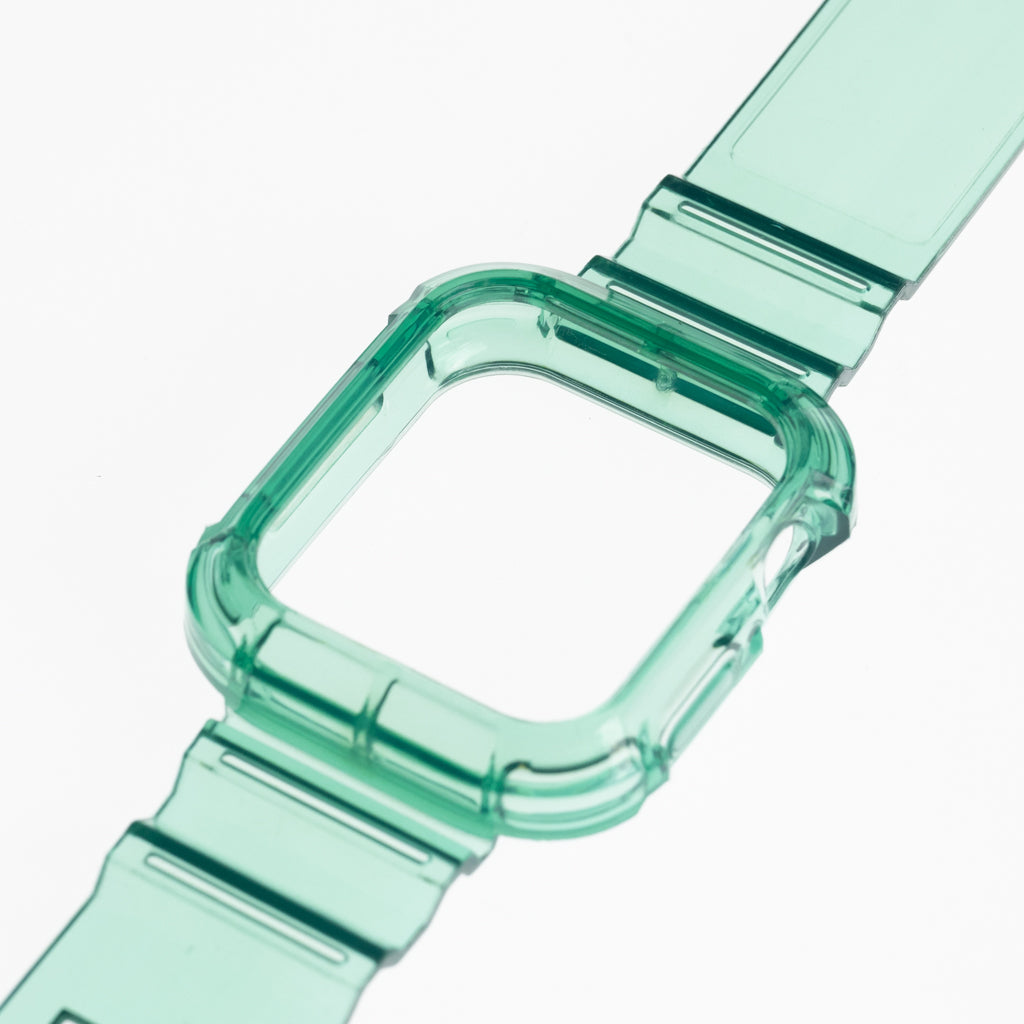 Pulseras Generico + Bumper Rugged Clear 44 Mm Verde