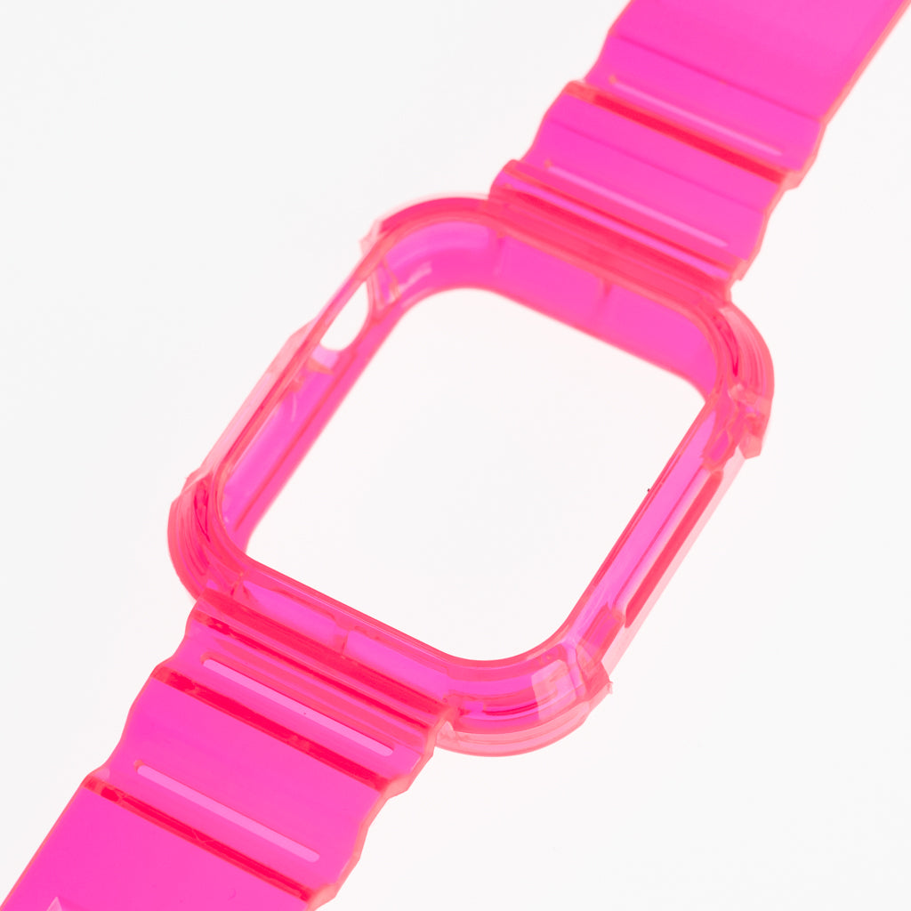 Pulsera y Bumper Rugged Clear 45mm Fucsia Neon - PULRG09