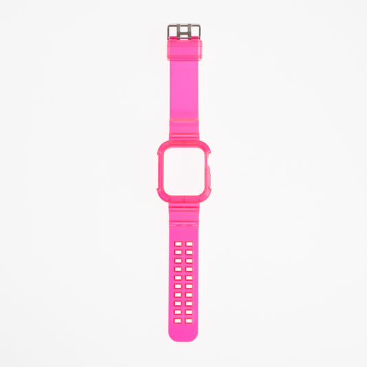 Pulseras y bumper rugged clear 42 mm fucsia neon - PULRG18