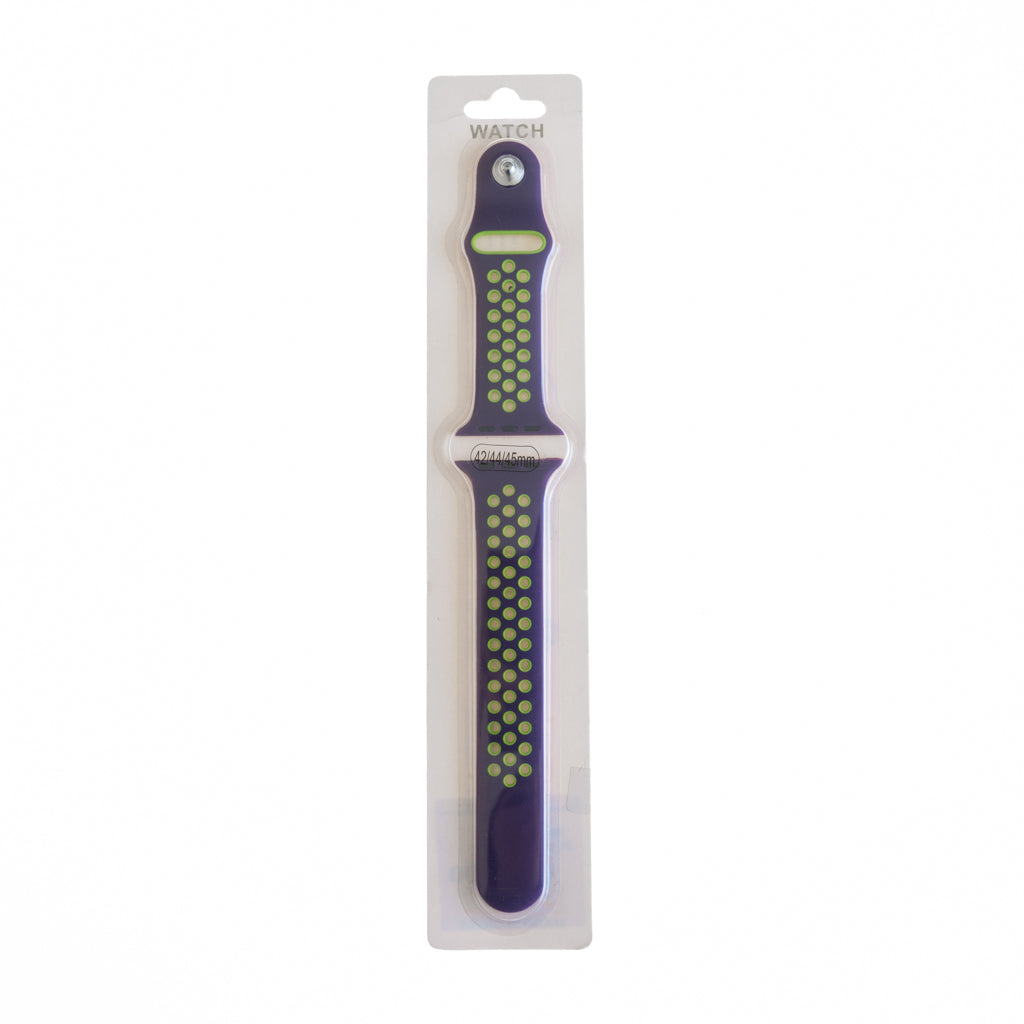 Accesorio El Rey Pulsera Tipo Nike Apple Watch 42 / 44 / 45 Mm Color Morado / Verde Neon