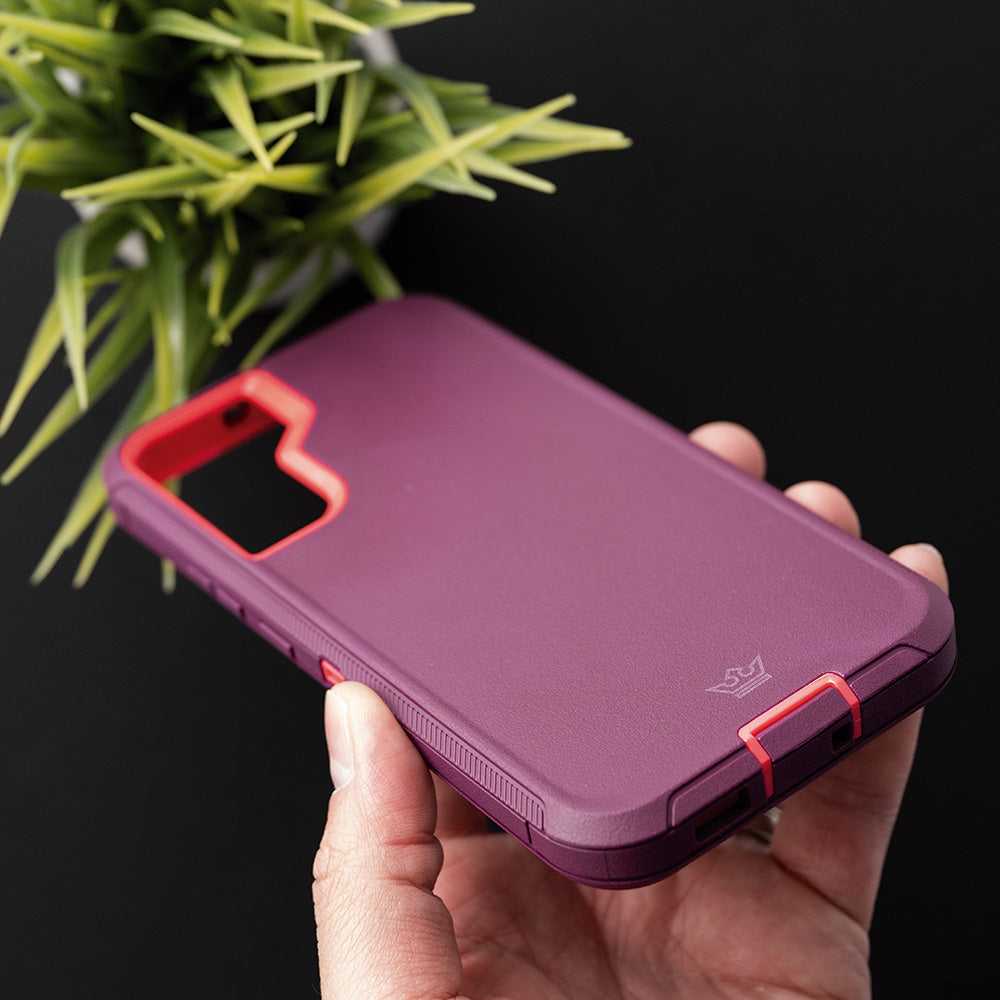 Case el Rey Defender Rojo/Rosado para Samsung S22 Plus - S22PDF05