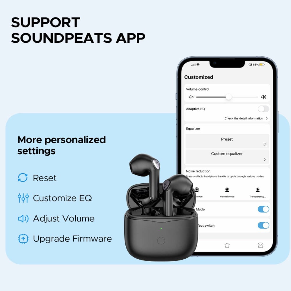 Audifonos soundpeats inalambrico air3 aptx adaptativo con cancelacion de sonido negro