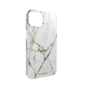 estuche clasico switcheasy marble double layer decoration apple iphone 14 color blanco