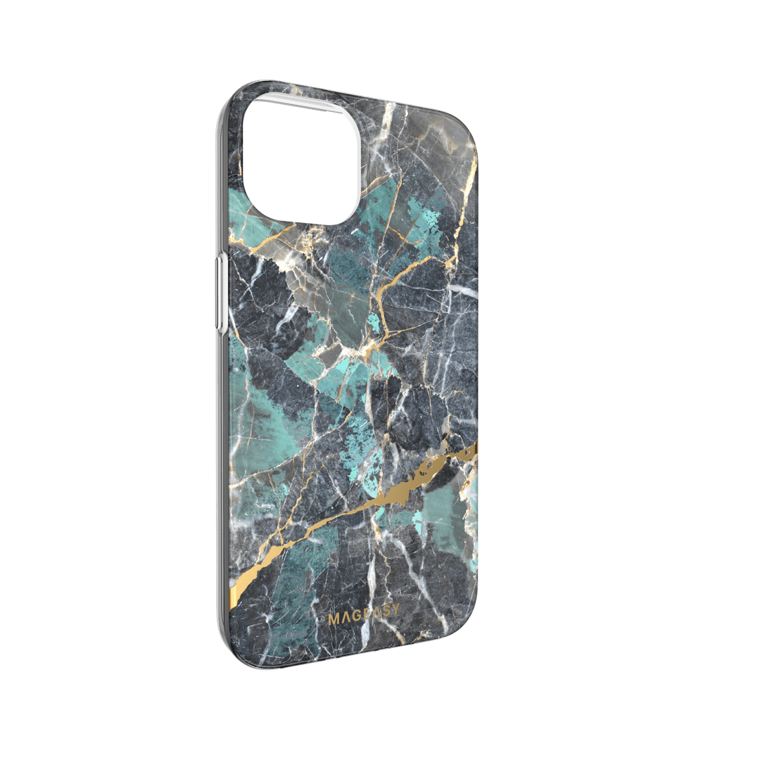 Estuche clasico switcheasy marble  apple iphone 14 color azul