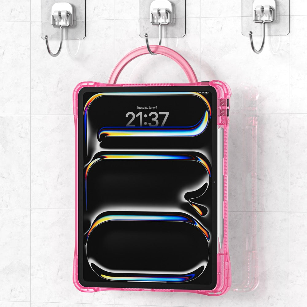 Estuche transparent b series modelo ipad pro 13 2024 color fucsia con strap