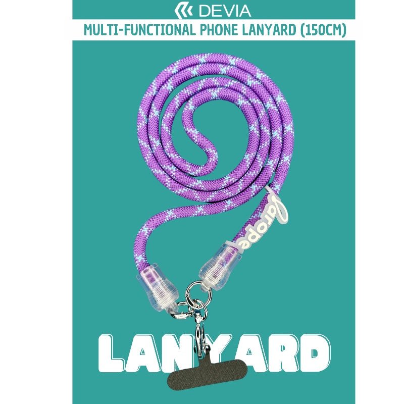 Accesorio devia strap 1.2 m largo con sujetadora new con colgador de llaves y audifonos color morado/azul - TOP MOVIL