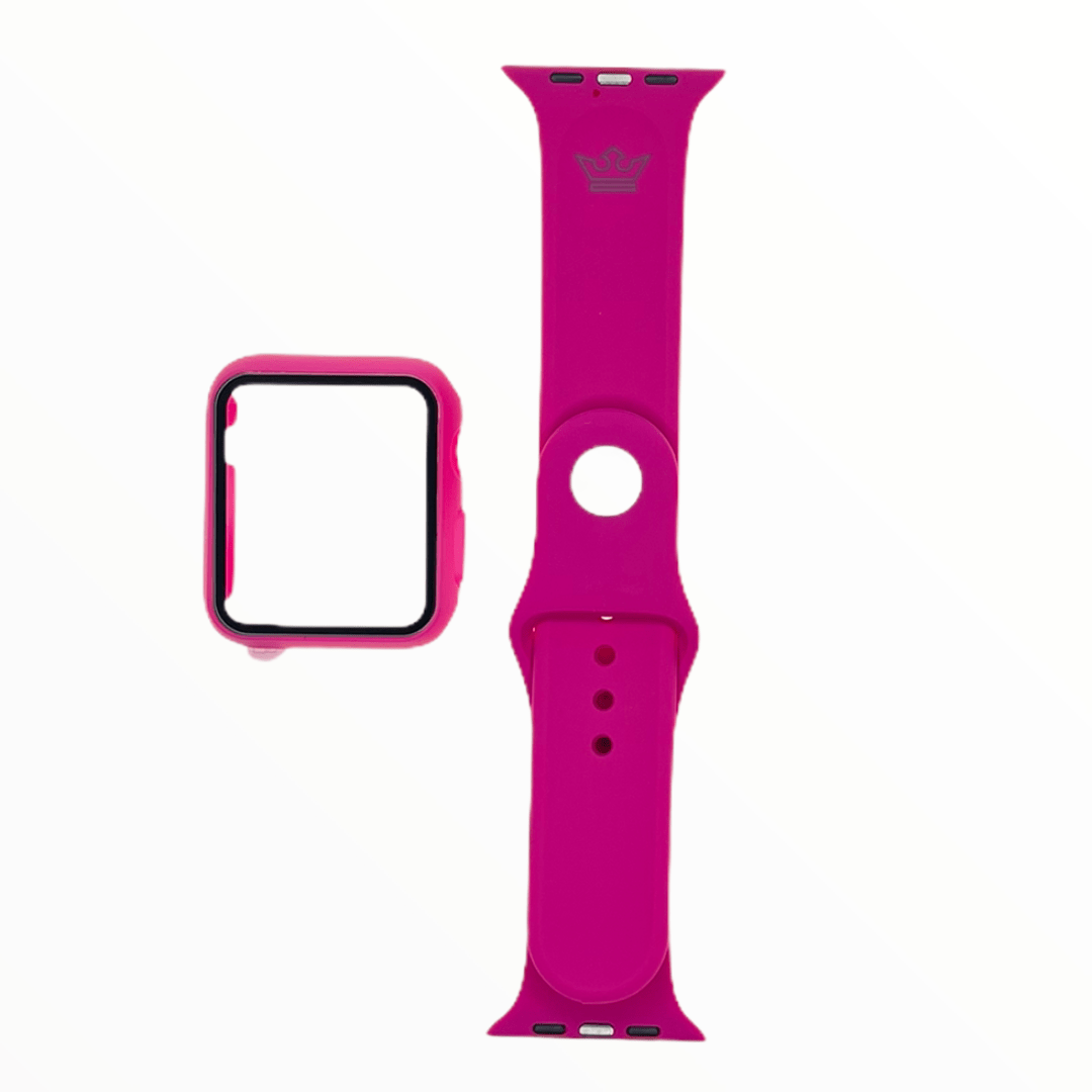 Accesorio El Rey Pulsera Con Bumper Y Protector De Pantalla Apple Watch 40 Mm Color Rojo Rosa - TOP MOVIL