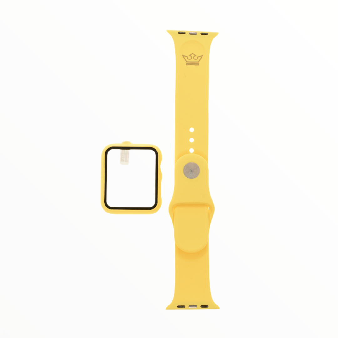 Accesorio el rey pulsera con bumper y protector de pantalla apple watch 44 mm color amarillo - TOP MOVIL
