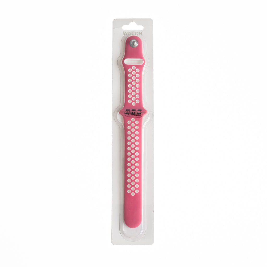 Accesorio El Rey Pulsera Tipo Nike Apple Watch 42 / 44 / 45 Mm Color Rosa Sandia / Blanco - TOP MOVIL (B2C)