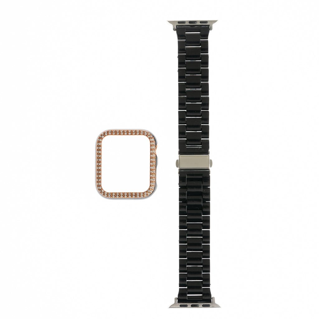 Accesorio generico pulsera con bumper de diamantes apple watch 38 mm color negro - TOP MOVIL