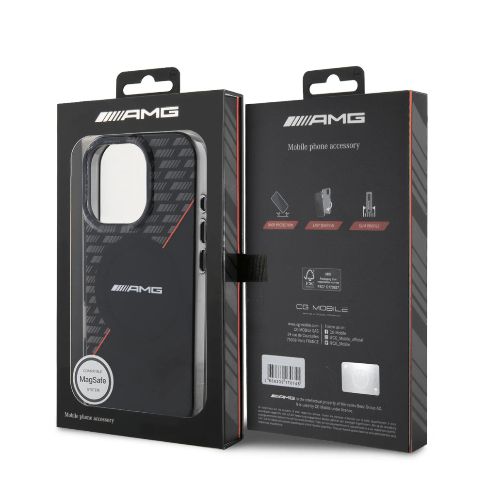 Amg magsafe case double layer black&red iphone 16 - TOP MOVIL