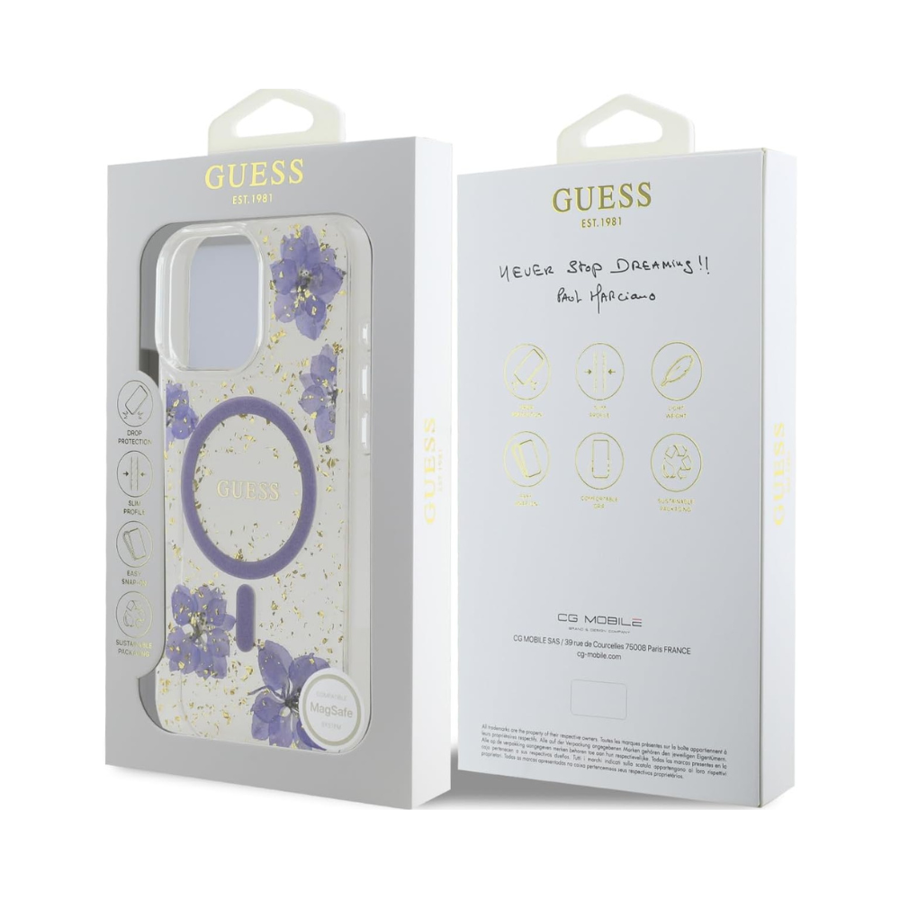 Guess hc magsafe resin flowers purple iphone 16 pro max