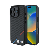 BMW hc m magsafe pu carbon tricolor line black iphone 16 pro max - TOP MOVIL