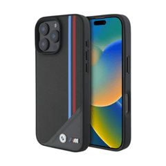 BMW hc m magsafe pu meshed tricolor stripes antracite iphone 16 pro max - TOP MOVIL