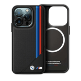BMW hc m magsafe pu meshed tricolor stripes black iphone 16 pro - TOP MOVIL