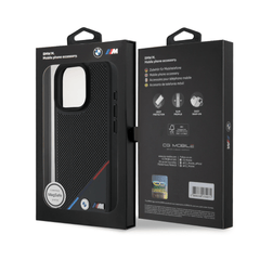 BMW hc m magsafe pu perf. tricolor printed stripes black iphone 16 pro - TOP MOVIL
