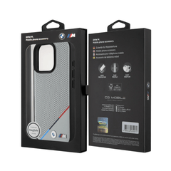 BMW hc m magsafe pu perforated tricolor line grey iphone 16 pro max - TOP MOVIL