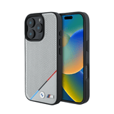 BMW hc m magsafe pu perforated tricolor line grey iphone 16 pro max - TOP MOVIL