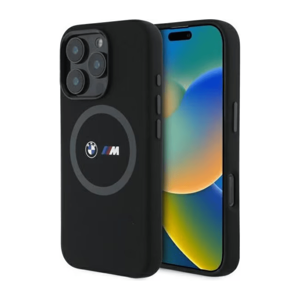 BMW hc m magsafe silicone printed ring black iphone 16 pro - TOP MOVIL