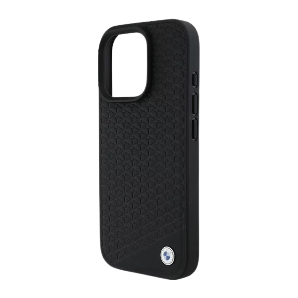 BMW hc sign magsafe leather diamond metal logo black iphone 16 pro max - TOP MOVIL