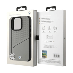 BMW hc sign magsafe leather textured and line grey iphone 16 pro max - TOP MOVIL
