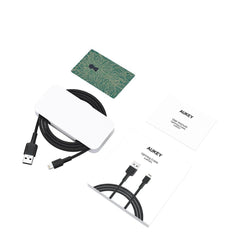 Cable aukey adaptador de 2mts brained nylon usb a a lightning color negro - TOP MOVIL