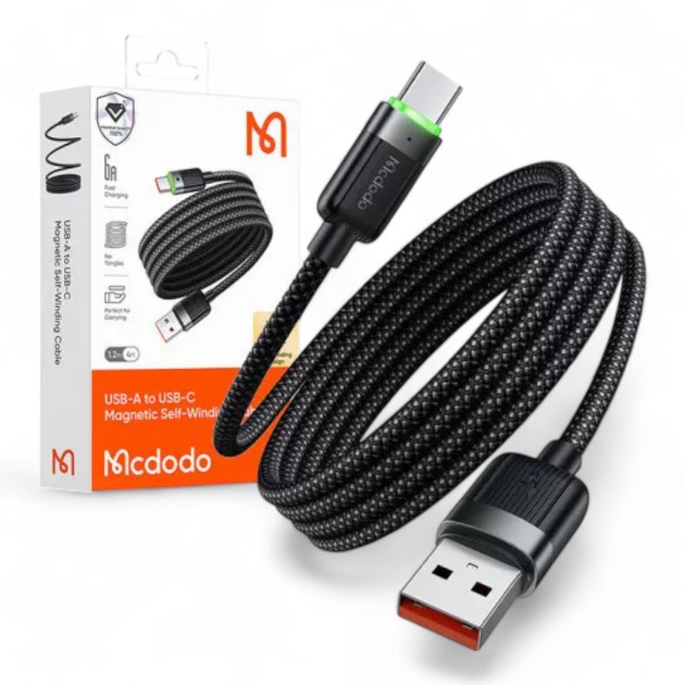 Cable mcdodo usb ca - 5650 usb - a to usb - c magnetic self - winding cable 480mbps color negro - TOP MOVIL