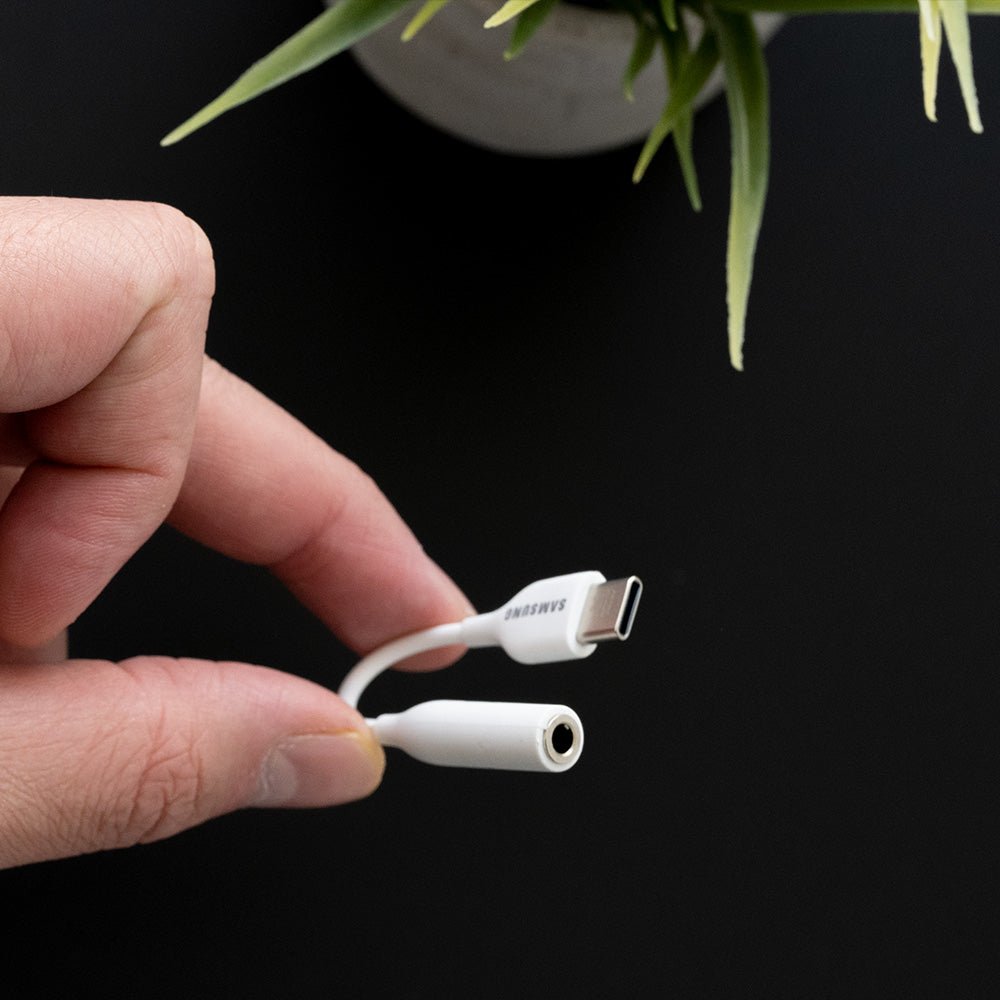 Cable samsung adaptador auxiliar tipo c a plug 3.5 mm color blanco - TOP MOVIL