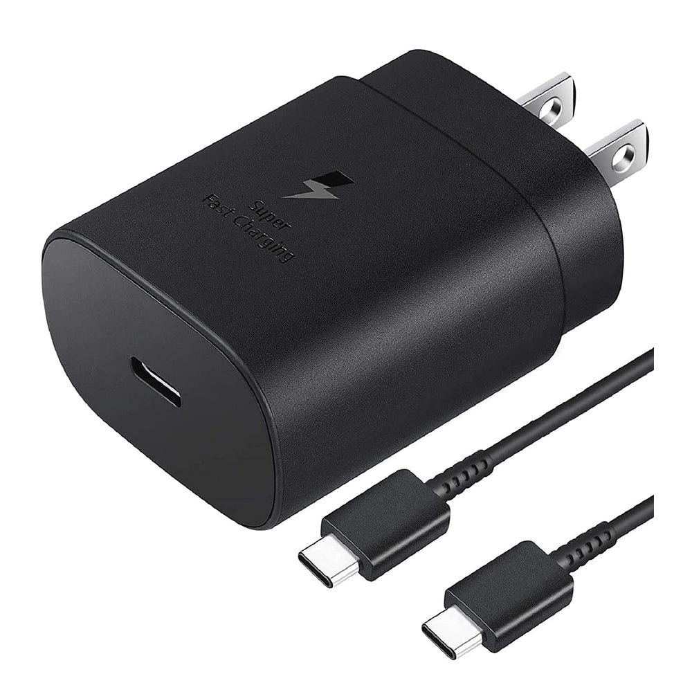 Cargador samsung carga rapida ultra rapido de 25 w negro + cable tipo c a tipo c - TOP MOVIL