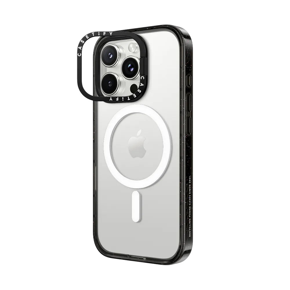 Casetify ring stand con magsafe marco negro iphone 15 pro max color transparente - TOP MOVIL