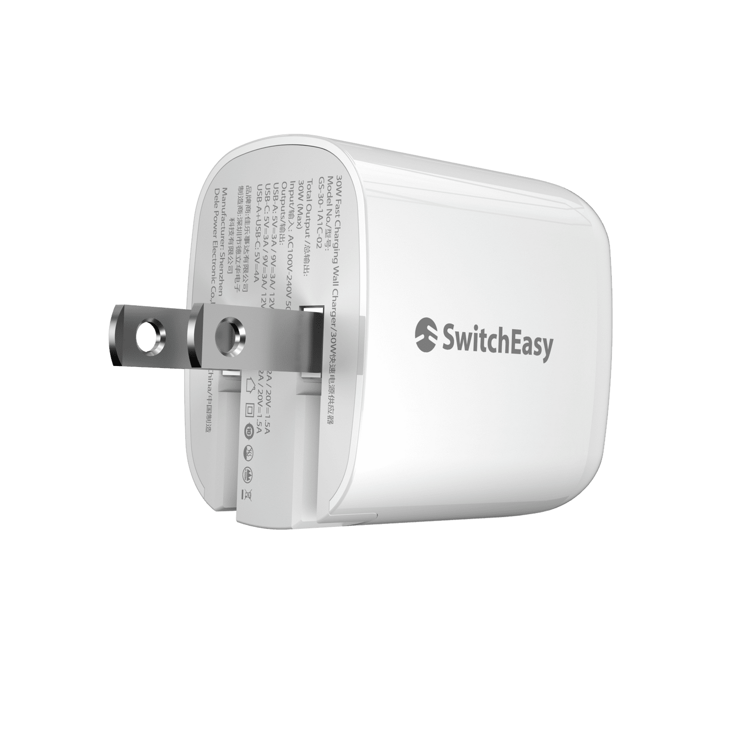 Cp switcheasy powerbuddy 30w fast charging wall charger 1usb a & 1usb c white - TOP MOVIL