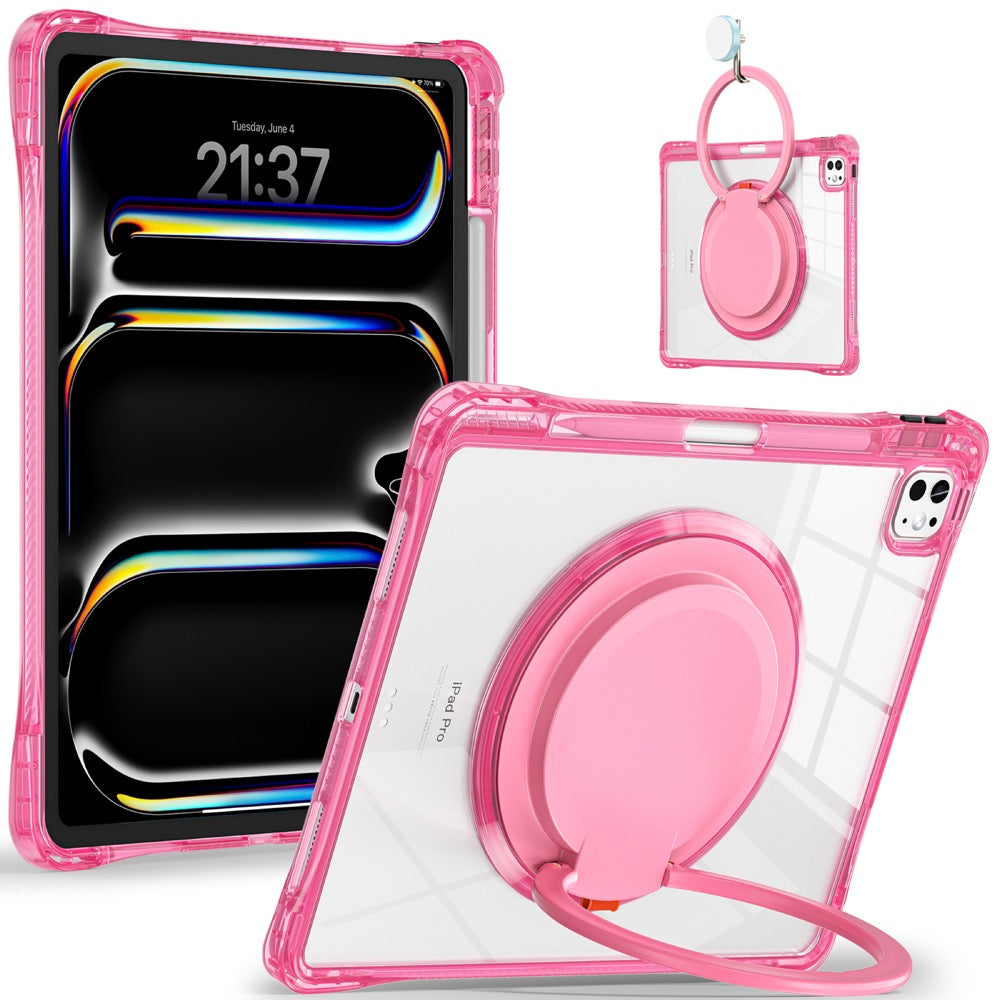 Estuche transparent b series modelo ipad pro 13 2024 color fucsia con strap