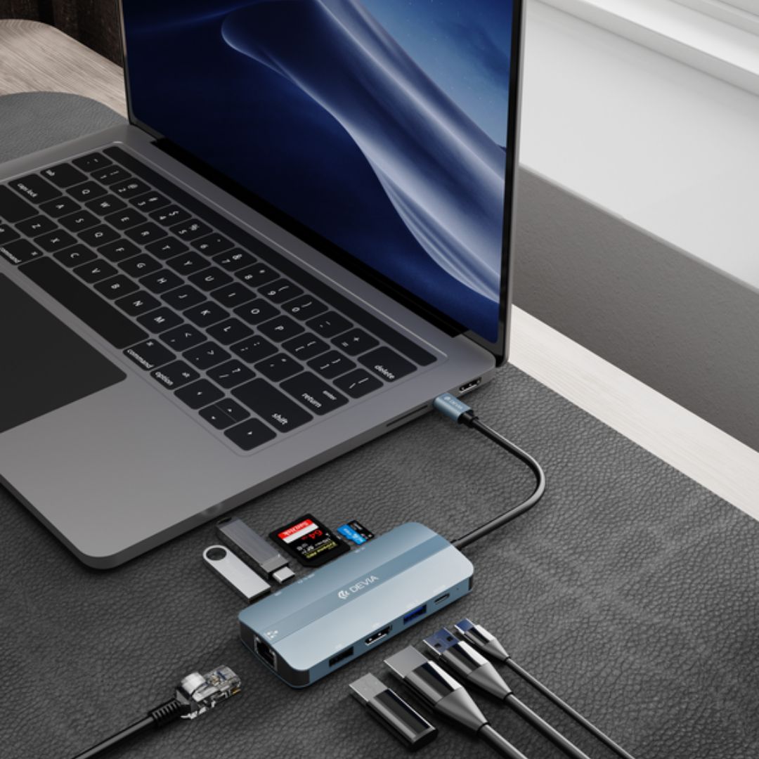 Devia EC704 Leopard Series 9 In 1 HUB color deep gray - TOP MOVIL