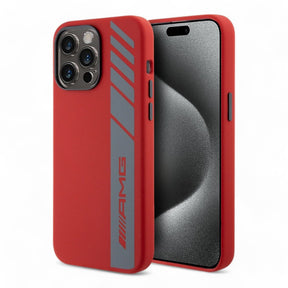 Estuche amg silicone magsafe case vertical logo pattern iphone 15 pro max color rojo - TOP MOVIL