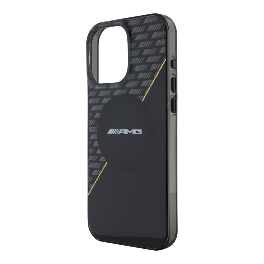 Estuche amg skin iphone 16 pro max amg hc magsafe double layer transparent rhombs black/yellow color negro - TOP MOVIL